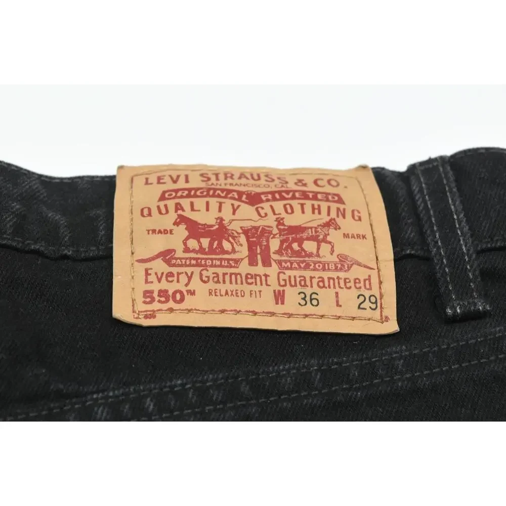 Vintage Levis 550 Jeans Mens 36x29 Bluack Relaxed Fit Denim 90s USA